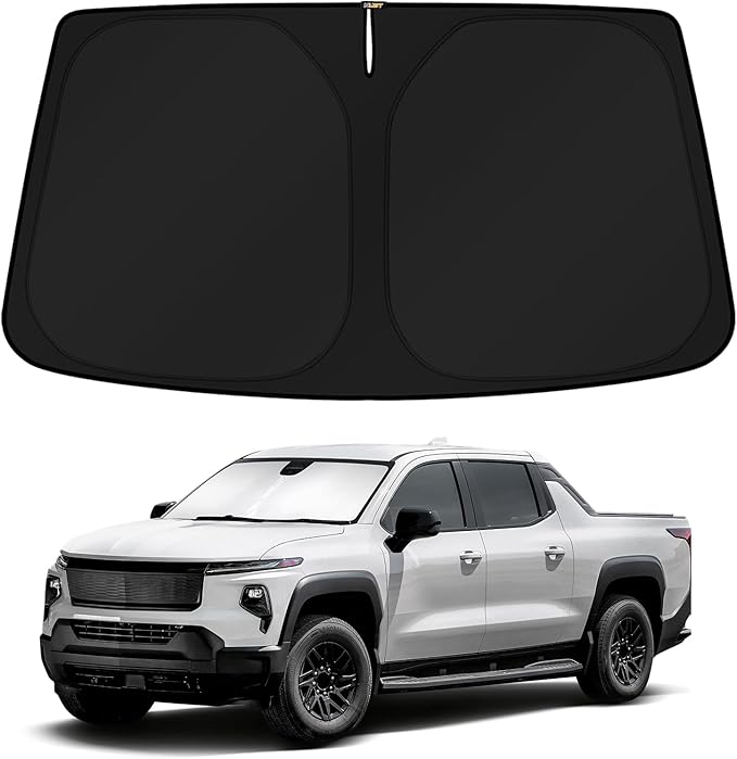 KUST Windshield Sun Shade for 2024 2025 2026 Chevrolet Chevy Silverado EV/GMC Sierra EV Custom Fit Sunshade Accessories Full Covered Window Sun Protector Foldable Block UV Rays Keep Car Cooler