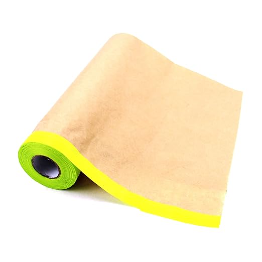 Amonk Paint Masking Paper with Adhesive 18in x 50Ft Pre-Taped Masking Paper for Painting Tape and Drape Painters Paper Roll for Automotive Furniture Wall Protection(2 Rolls)