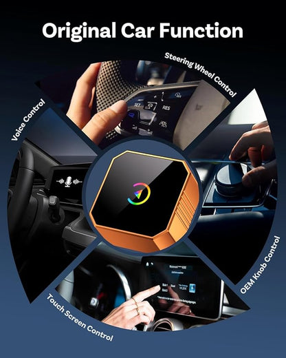 2026 Aimoon Mini Wireless CarPlay Adapter Upgrade Wired to Wireless for CarPlay & Android Auto Plug and Play Fast Auto-Reconnect Stable Control Zero Delay Car Play for iPhone iOS 10+ Android 11+