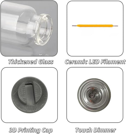 Dimmable USB Touch Control Led Lights, Glass Car Lights Interior, White Interior Car Lamp, Retro Led Night Light Ambient Lighting, USB Mood Lamp for Bedroom Hallway