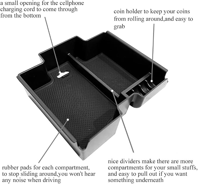 Center Console Tray Armrest Storage Box Compatible with Land Rover Discovery Sport 2015 2016 2017 2018 2019 Door Organizer ABS Tray Insert Glove Pallet