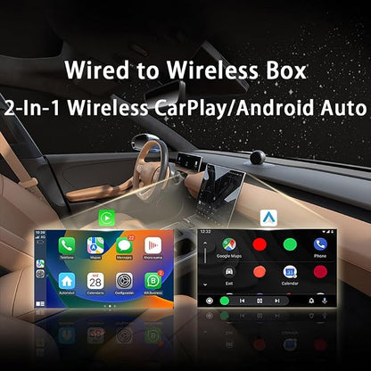 Wireless Carplay Adapter for Dodge Charger 2017 2018 2019 2020 2021 2022 2023, 2 in 1 Plug and Play Android Auto and Carplay Adapter Convert Wired to Wireless CarPlay,D GoldStyle