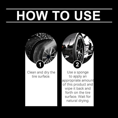 Tire Shine Cream Car Tire Ceramic Coating, Delivers Deep Black Gloss Finish Wheel Cleaning Wax with UV Protection & Dust Resistance, Long-Lasting Nourishing Tyre Care Cream for Auto Maintenance