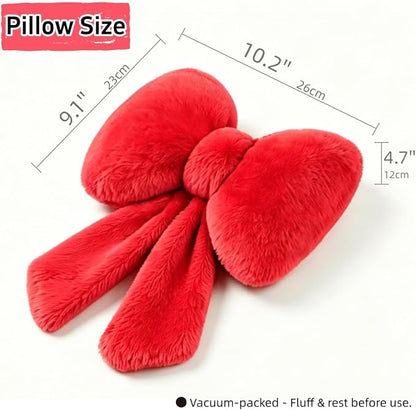 Sexysamba 2 Pcs Plush Bow Car Headrest Neck Pillow Cute Bow Pillow for Car Seat Décor Soft Neck Support for Comfortable Driving Traveling Office Fluffy Head Rest Cushion, Red