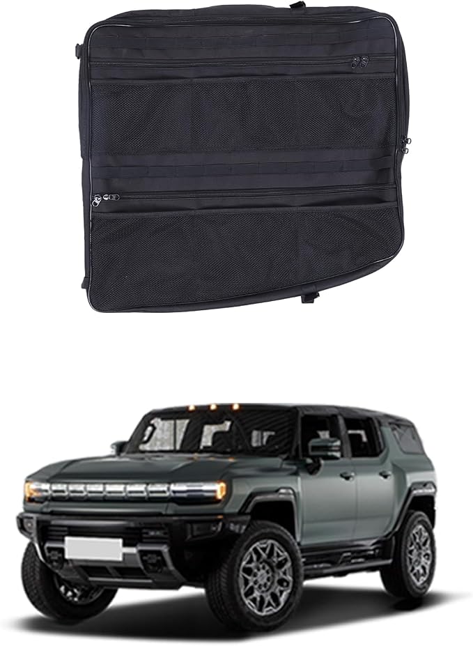 Roof Storage Bags Compatible with Hummer EV Accessories 2022-2026 SUV/SUT Overhead Storage Bag Organizer Cargo with Hardtop Suction Fixing Waterproof Can Foldable Sunshade