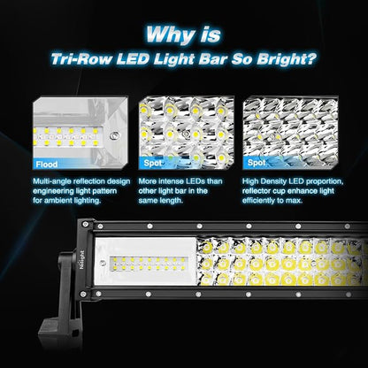 Nilight - 18101C-A LED Light Bar 22Inch 270W White & Amber Triple Row 13500LM Flood Spot Combo Led Bar Off Road Lights for Trucks with Wiring Harness Kit,2 Years Warranty