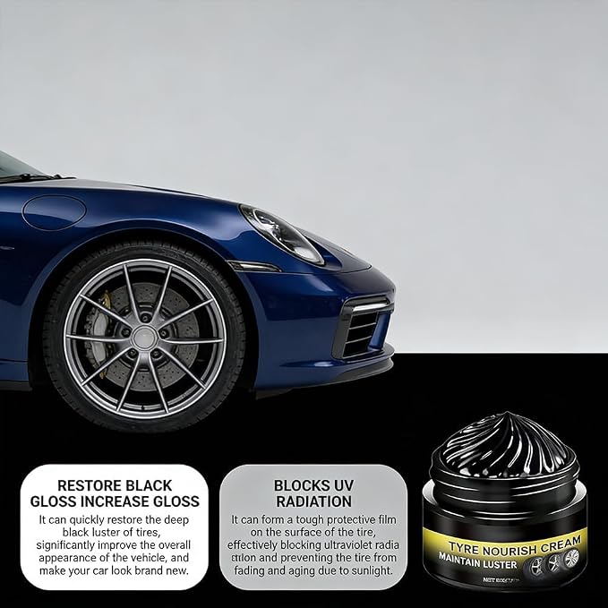 Tyre Nourish Cream, Powerful Wheel Cleaning Refurbish Wax, Tire Nourish Wax Cream, Tire Waxs, Car Tires & Plastic Trim Renewal Paste - Restores Shine, for Car Trucks Motorcycles Tires (1 Pc)