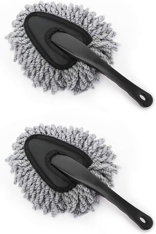 MoKo 2 Pack Microfiber Car Dash Duster, Super Soft No-Scratch Interior Detail Brush for Dashboard, Air Vents & Center Console, Washable Reusable Cleaning Tool, Gray