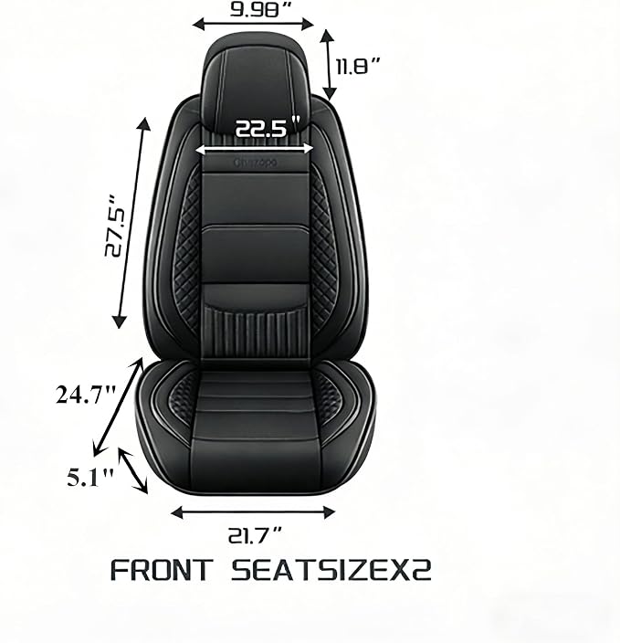 Leather Seat Covers, Beige Car Seat Covers Front Pair, Breathable Car Seat Protectors, Wear-Resistant Car Accessories, Universal Fit for Most Cars,SUVs Truck (Beige-Stripes, Front Pair)