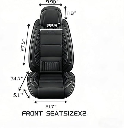 Leather Seat Covers, Beige Car Seat Covers Front Pair, Breathable Car Seat Protectors, Wear-Resistant Car Accessories, Universal Fit for Most Cars,SUVs Truck (Beige-Stripes, Front Pair)