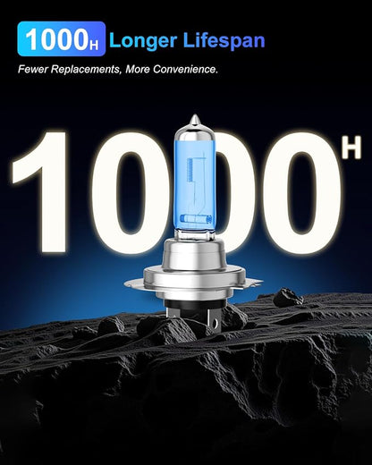 H7 Halogen Headlight Bulbs, Standard High Beam or Low Beam or Fog Light Bulb, DC 12V 55W 5000K,4000 Lumens,White Headlight Bulbs,Head Light Bulbs for Car,High Brightness Headlight Bulb, Pack of 2