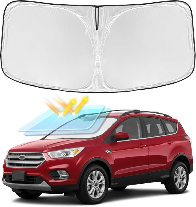 for Ford Escape 2013-2019 Windshield Sun Shade - 4 Layers Car Sunshades for Front Windows Shade Cover Custom Fit Escape Sun Visor 250T Retractable Shade Blocks UV Rays Car Accessories