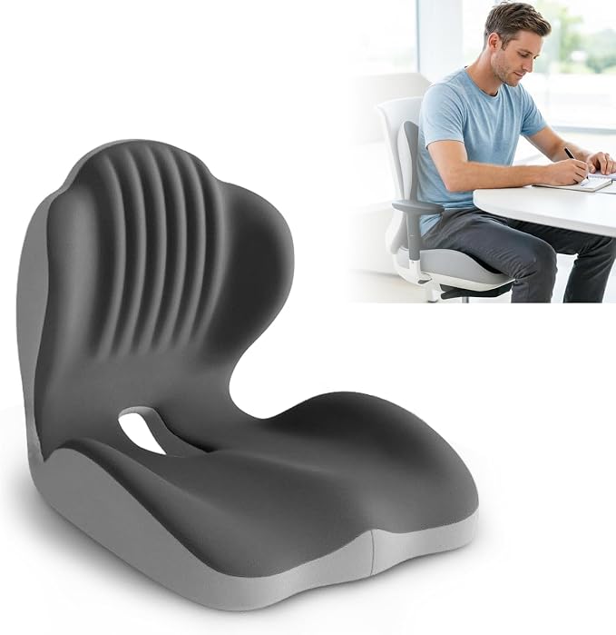 2026 Ergonomic Lumbar & Seat Support Cushion, Memory Foam Seat Cushion with Lumbar Support Pillow, Memory Foam Coccyx Cushion for Tailbone Pain, Back Pain, Sciatica and Hemorrhoid Relief