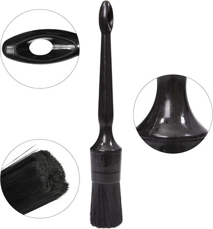 Car Detailing Brush Set, 5 Pack Auto Black Detail Brushes, Comfortable Grip and Scratch-Free Cleaning Brush for Car Interior or Exterior, Wheels, Tires, Engine Bay, Leather Seats, Door Panels, Emblems