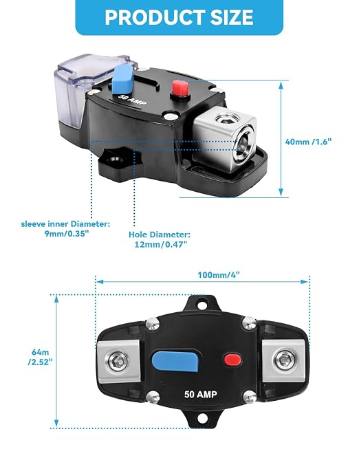 150 Amp Circuit Breaker with Manual Reset Waterproof Inline Fuse Inverter for Marine Trolling Motors Boat ATV Manual Power, Suface Mount, 12V-48V DC