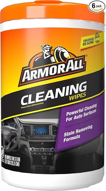 Armor All Car Cleaning Wipes, Wipes for Car Interior and Car-Exterior, 90-Wipes Each (Pack of 6)