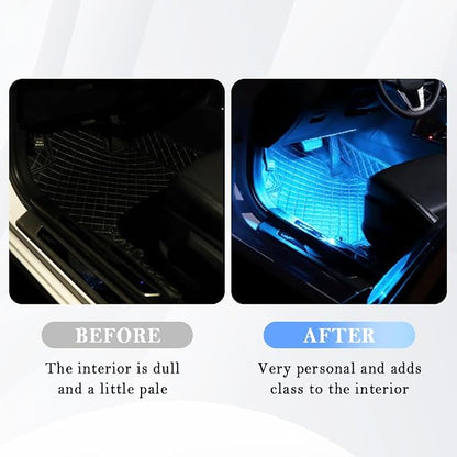 4-in-1 Car LED Lights Interior with USB Port,Ambient Neon Car Door Lights Kit for CCar Decor,Party,Music,Gift,Universal CCar Pedal Light Interior Accessories for Wonmen & Men (Ice Blue)