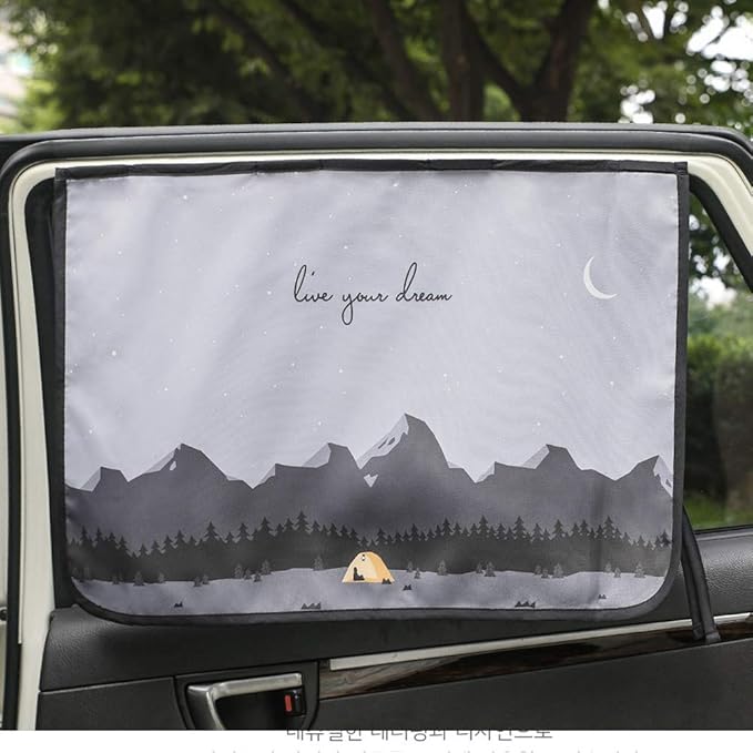 Magnetic Car Sun Shade Curtain for Side Window – Sun Blocker and UV Protector for Baby, Kids, and Pets – Universal Fit with Built-in Magnets for Steel-Framed Door (Be-Camping Curtain)