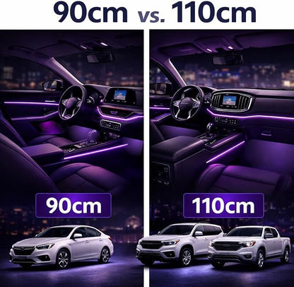 KENANEK Ambient Lighting Car Interior LED Strip Lights 6-in-1, 175” Acrylic Multi-Color Car Ambient Lighting Kit with Music Sync, APP Control, Interior LED Lighting for Cars SUVs Trucks