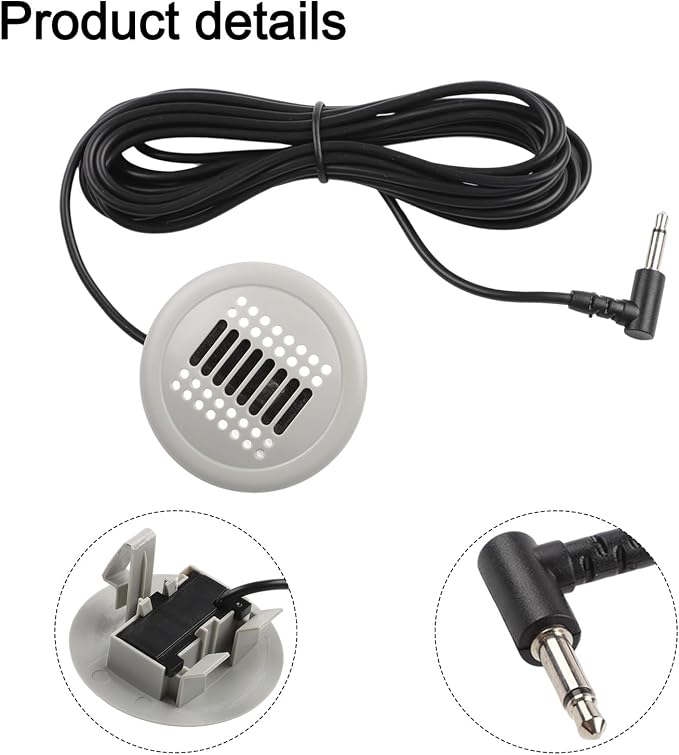 3.5mm Wired Car Microphone With 300Cm Extension Cable For Android Navigation Radio For BMW, For Mercedes-Benz, For Skoda, For Multivan, Gray ABS