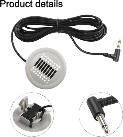 3.5mm Wired Car Microphone With 300Cm Extension Cable For Android Navigation Radio For BMW, For Mercedes-Benz, For Skoda, For Multivan, Gray ABS