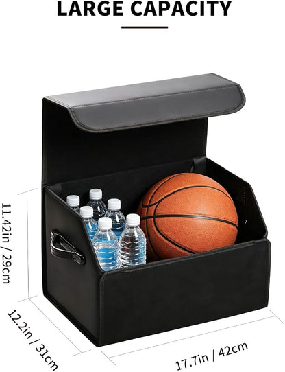AUTOARK Leather Car Trunk Organizer,Durable Collapsible Adjustable Compartments Cargo Storage,AK-141