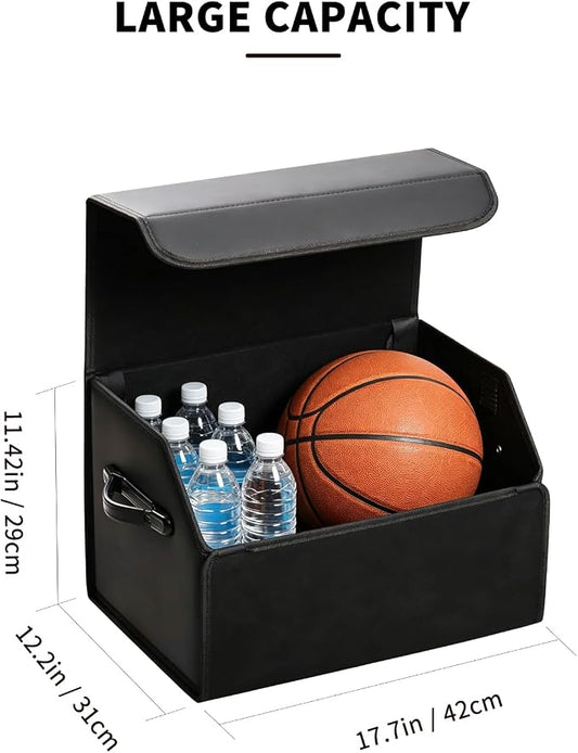 AUTOARK Leather Car Trunk Organizer,Durable Collapsible Adjustable Compartments Cargo Storage,AK-141