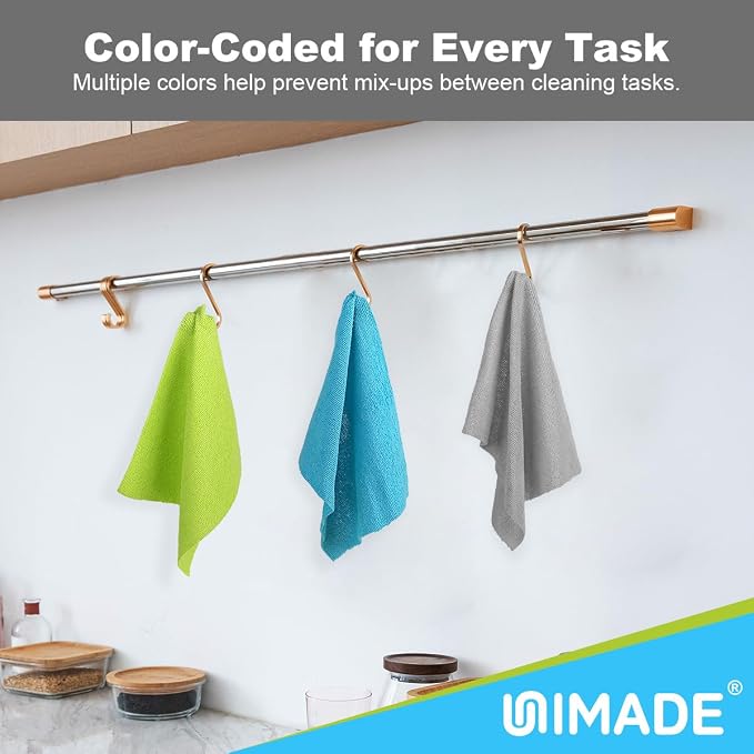 UNIMADE Microfiber Cleaning Cloth, 150 Pack Reusable Paper Towels Microfiber Towels for Cars Lint Free Washable Tissues Shop Rags with Dispenser Box for Home Kitchen Automotive, 11"x 9", Multicolor