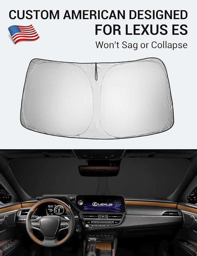 Proadsy 2026 Upgrade Front Windshield Sun Shade Foldable Sunshade Protector Custom Fit 2019-2025 ES Sedan Accessories