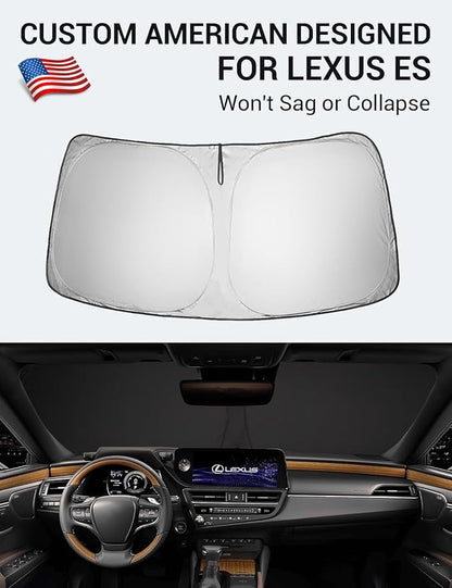 Proadsy 2026 Upgrade Front Windshield Sun Shade Foldable Sunshade Protector Custom Fit 2019-2025 ES Sedan Accessories