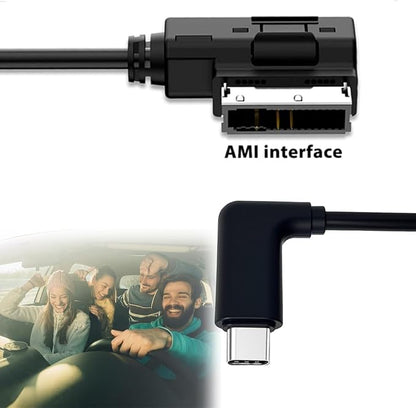 MDI Type C AUX Adapter, 2 in 1 Car Music Audio Interface Compatible with Mercedes Benz for 17 16 Pro Max Air 15 Pro Max 15 Plus Android Galaxy Note Google