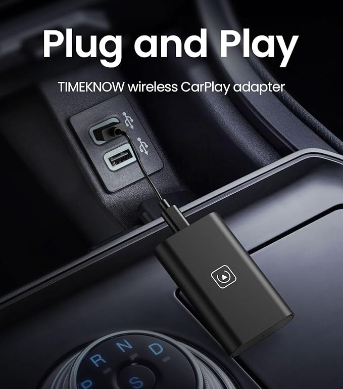 Wireless CarPlay Adapter for iPhone,Convert Wired to Wireless CarPlay Dongle for OEM Wired CarPlay Cars,Apple CarPlay Wireless Adapter Fit for Cars from 2015,Plug & Play Black