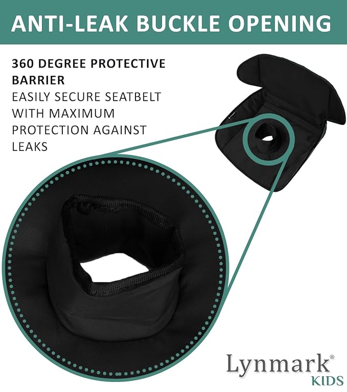 Lynmark® Potty Training Car Seat Protector Cover - Waterproof Soft Piddle Pads for Toddlers and Baby Carseat - Travel-Friendly Universal Washable Liner Mat for Spills, Nappy Leaks, Accidents - Black
