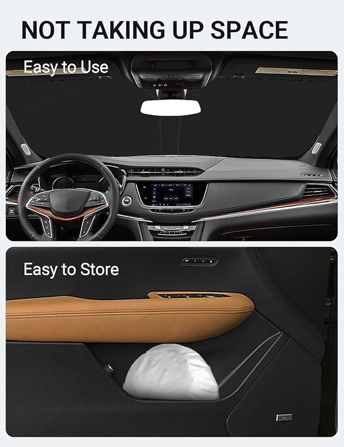Proadsy 2026 Upgrade Windshield Sun Shade Custom Fit Cadillac XT5 2017-2026 4-Layer Foldable Front Sunshade Protector Sun Visor Blocks UV Rays Keep Car Cooler Accessories