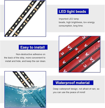 povtii Car LED Strip Light, 24 LED RGB Auto Under Dash Interior Atmosphere Lights, USB Vehicle Decorative Lamp Ambient Night Light Strip, Lighting Kit Car Accessories (Ice Blue)