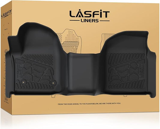 LASFIT Front Floor Mats 2019-2026 for Chevrolet Silverado/GMC Sierra 1500, 2020-2026 Silverado/Sierra 2500HD 3500HD, Only Regular Cab/Bench Seat, All Weather TPE Custom Floor Liners, 1st Row Only