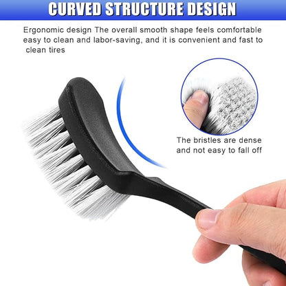 Car Wheel Brush, Stiff Bristle Short Handle Scrub Tire & Wheel Rim Brush, No-Scratch Carpet/Floor Mat Detailing Tool, Auto Interior and Exterior Cleaning Supply for Vehicle, Home (White)