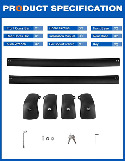 Wonderdriver Lockable Roof Rack Cross Bars 300lbs Compatible with Hyundai Palisade 2019-2025 SE SEL XRT Limited Calligraphy,Heavy Duty Aluminum Roof Rails Crossbars Canoe Black Rooftop Cargo Luggage