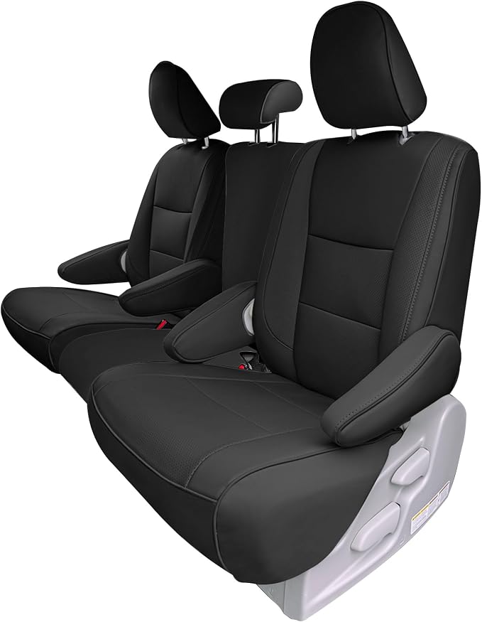 FH Group Custom Fit Car Seat Covers Specifically Made for 2011-2020 Toyota Sienna 8 Passenger, Car Seat Cover 2nd Row, Automotive Seat Covers in Black Faux Leather, Waterproof and Washable Seat Covers