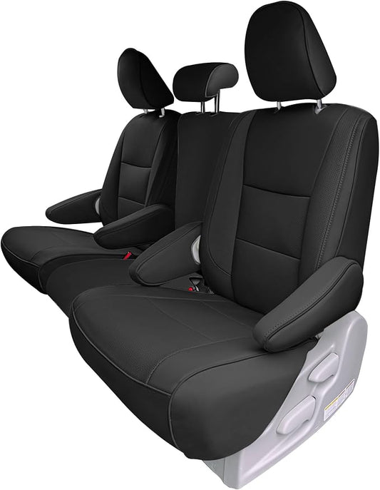 FH Group Custom Fit Car Seat Covers Specifically Made for 2011-2020 Toyota Sienna 8 Passenger, Car Seat Cover 2nd Row, Automotive Seat Covers in Black Faux Leather, Waterproof and Washable Seat Covers