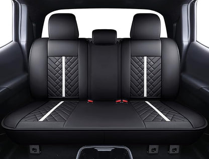 Tomatoman Tacoma Seat Covers Compatible with Toyota Tacoma 2005-2022 2023 2024 2025 2026 Truck Access Crew Double Cab TRD Offroad SR5 V6 Waterproof Faux Leather Car Cushions(Full Set/Black-White)