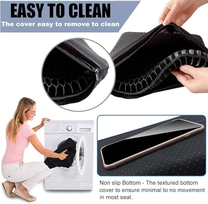 Gel Seat Cushion for Long Sitting Pressure Relief (Super Large & Thick) - Non-Slip Gel Chair Cushions for Back,Sciatica,Tailbone Pain Relief - Seat Cushion for Office Desk Chair,Car Seat,Wheelchair