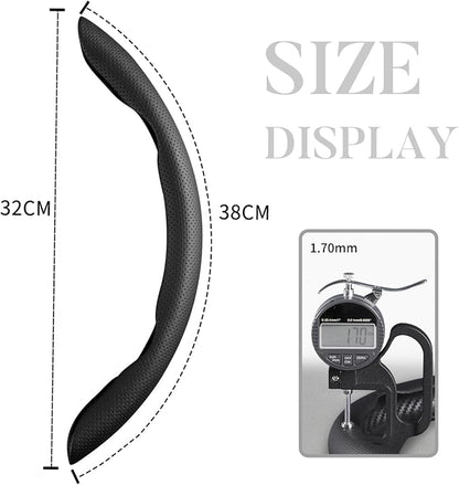 Car Steering Wheel Cover Leather Snap On 3Pcs Set Non-Slip Protector Wrap Steering Wheel Accessories 14.5-15 inch Universal Black