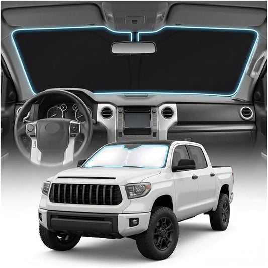 for Toyota Tundra Sun Shade Windshield Cover - Custom Fit Tundra Accessories 2007-2021 Sunshade Foldable UV Protection & Heat Shield Sun Visor Accessories