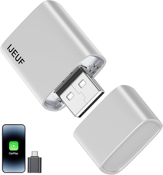 Wireless CarPlay Adapter for Apple iPhone 2026 Upgraded,Stable Connection,Ultra-Low Lag,Mini Apple Car Play Wireless Adapter for Cars with Built-in Wired CarPlay and iPhone iOS 10+,USB A Grey