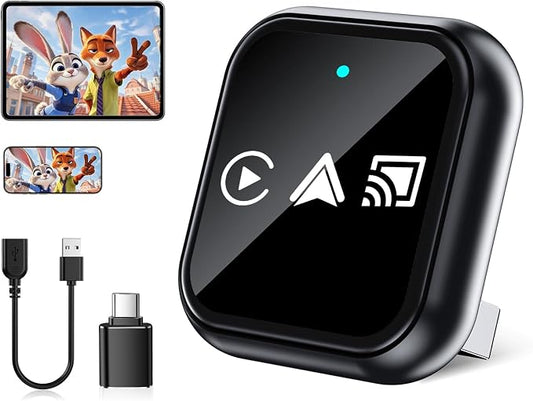 2026 Upgrade 3 in 1 Screen Mirror iOS Phone, Wired to Wireless CarPlay Adapter, 5.0GHz Bluetooth 5.4 Dongle for OEM Wired CarPlay（Not for Netflix/Hulu）