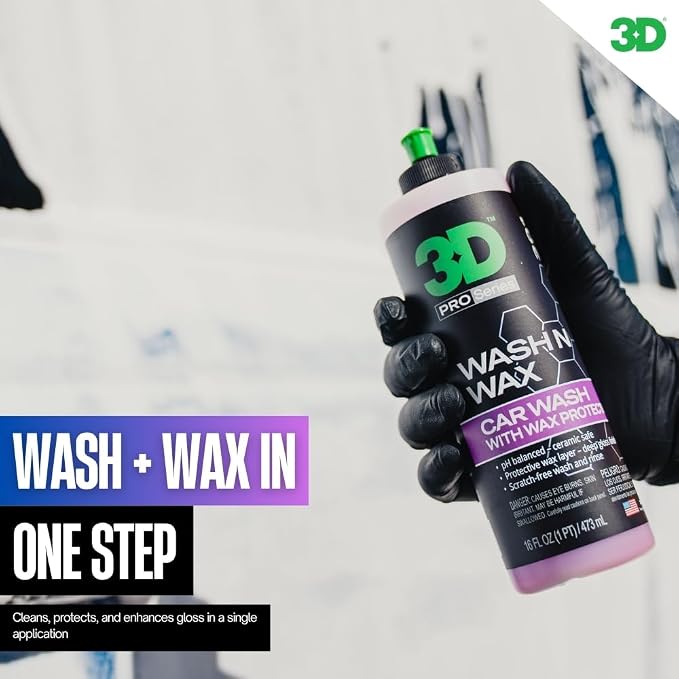 3D Wash N Wax Car Wash Soap - pH Balanced, Easy Rinse, Scratch Free Soap with Wax Protection - 1 Gallon