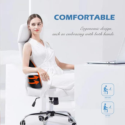 Super Cozy Lumbar Support Pillow for Car/Office Chair, 100% Memory Foam Lumbar Pillow with Breathable Removable Cover, Ergonomic Design - Back Support for Back Pain Relief(Adjustable Strap, Black)