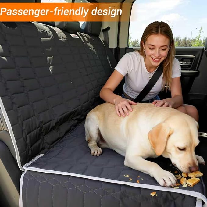 Relidura Dog Car Seat Cover for Back Seat, Waterproof Non-Slip Bench Seat Cover for SUVs, Heavy Duty Rear Seat Protector with Side Flaps for Pets, Kids, Dirt and Spills