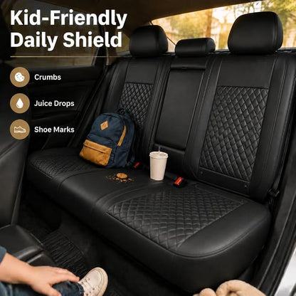 Universal Precision Fit 3D Molded Contoured Seat Covers Full Set, Nappa Leather Semi Coverage Seat Cushion, Interior Decoration & Seat Protector for Most Cars, SUVs, Trucks Style2 Black